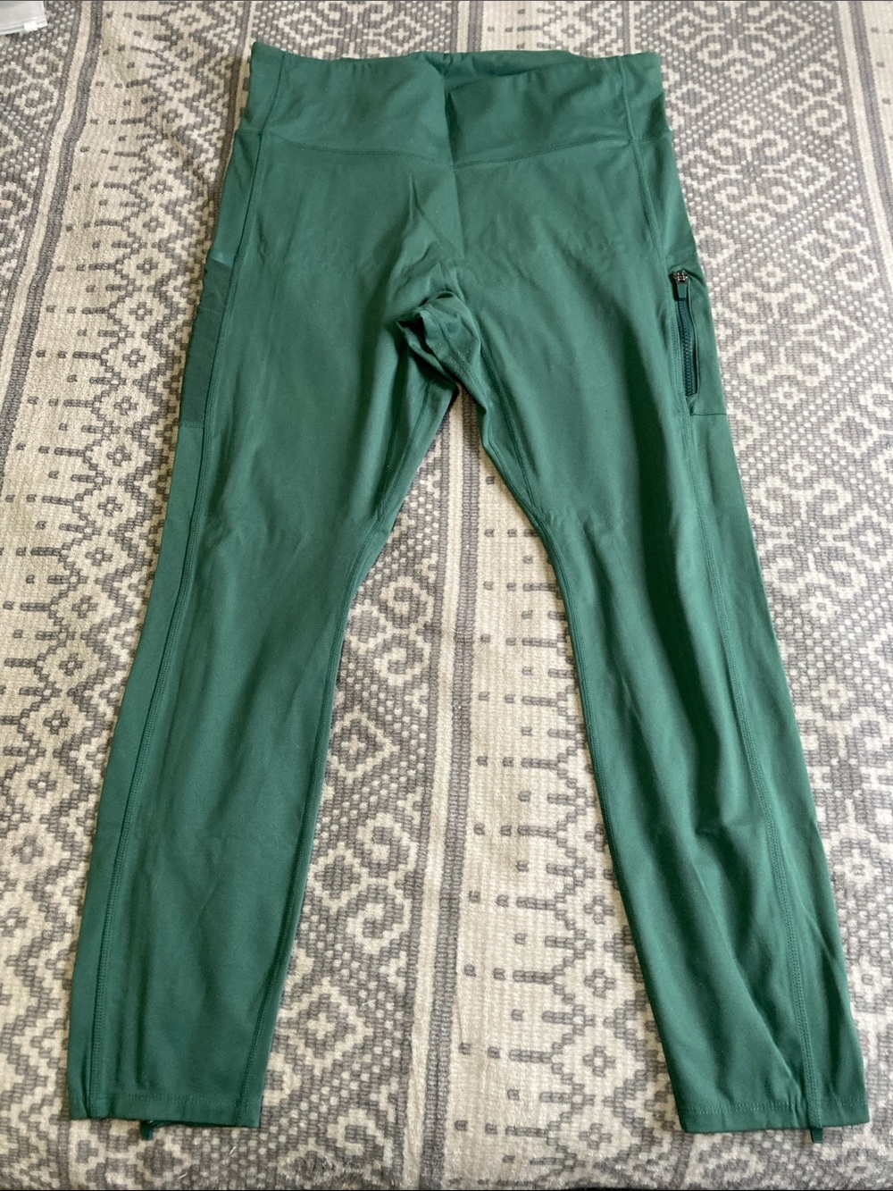 Fabletics Forest Green Kids Leggings with Side Zip Pocket